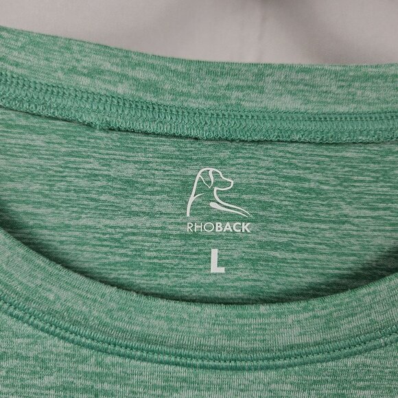 Rhoback Green Mens L Short Sleeve Shirt Tee Soft Stretch Comfort Quality Sports - Picture 4 of 11